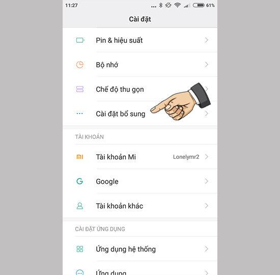 Vào tùy chọn nhà phát triển